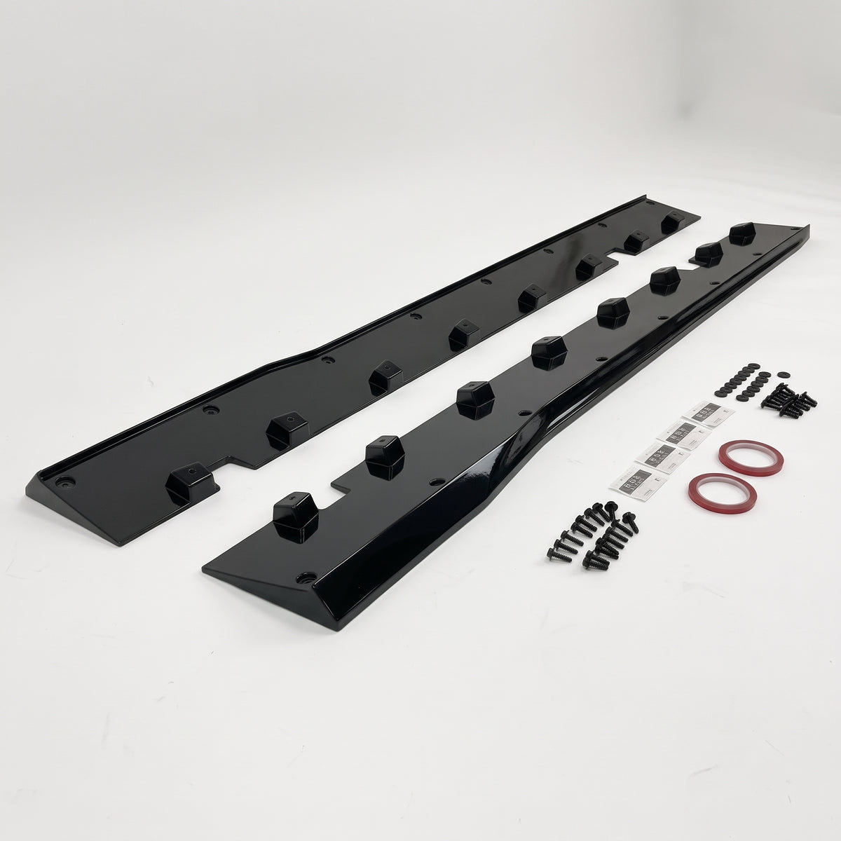 2024–2026 Ford Mustang S650 RTR Style Gloss Black Side Skirt Extensions — Rocker Splitters (Pair)