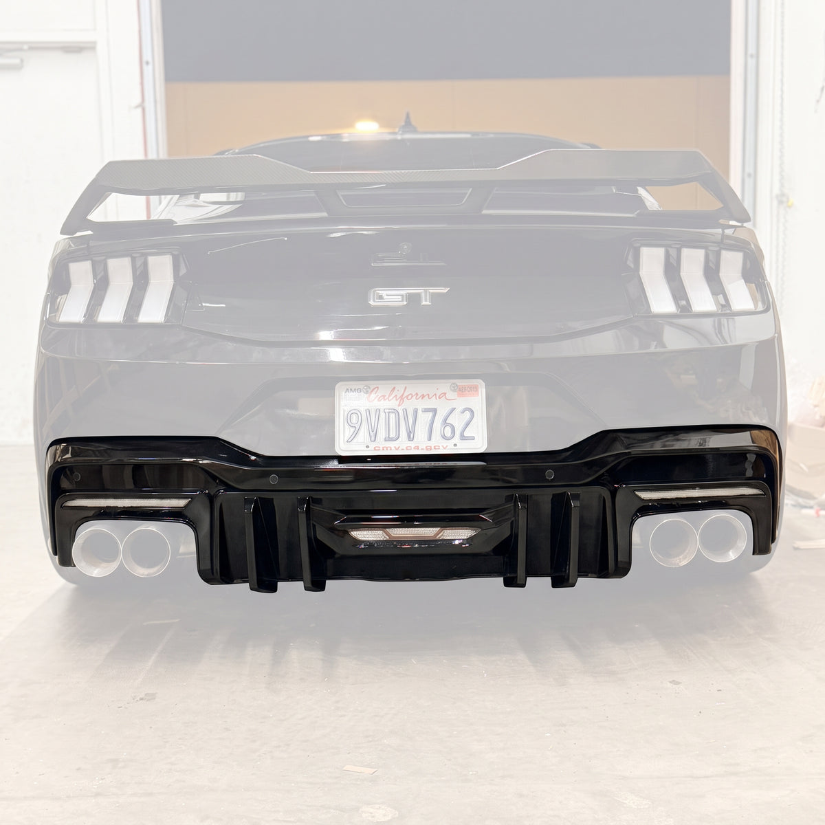 V2 Gloss Black Diffuser for 2024+ Ford Mustang S650 by MAZ Muscle