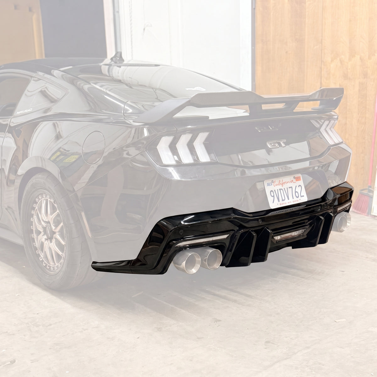 V2 Gloss Black Diffuser for 2024+ Ford Mustang S650 by MAZ Muscle