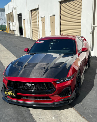 2024 Mustang GT3 carbon fiber hood with vented design