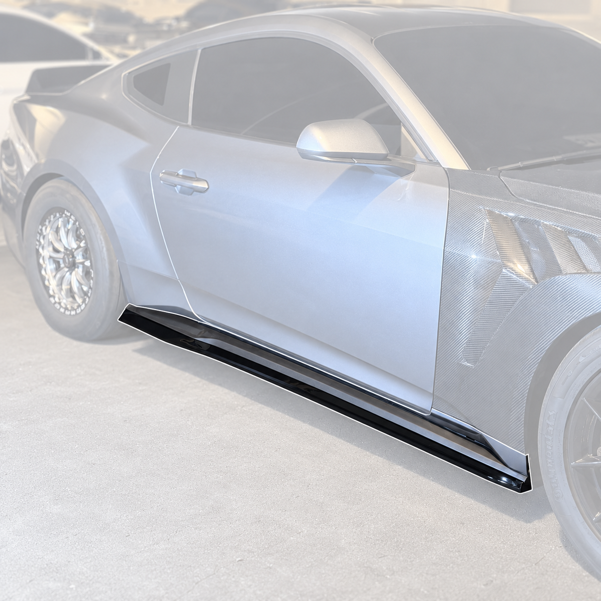 2024–2026 Ford Mustang S650 RTR Style Gloss Black Side Skirt Extensions — Rocker Splitters (Pair)