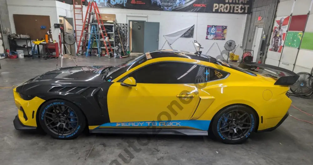 GT4-R Mustang fenders with GTD carbon fiber hood