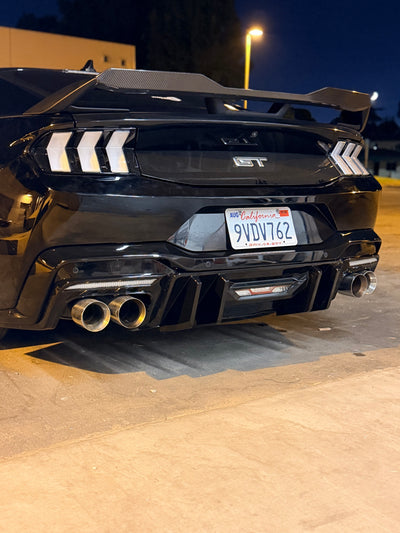 V2 Gloss Black Diffuser for 2024+ Ford Mustang S650 by MAZ Muscle