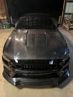 Carbon fiber Mustang GT500 hood with pre-drilled mounts